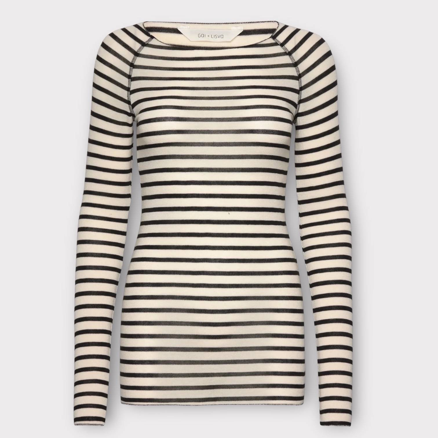 Gai & Lisva Amalie L/S Wool Top Ecru/Black 4