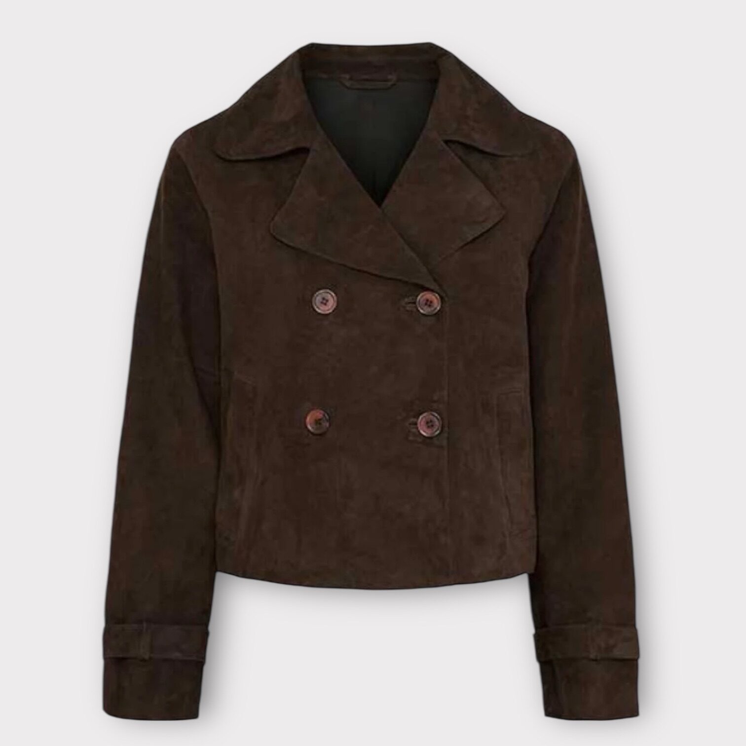 BTF Suede Short Trenchcoat Chocolate Brown