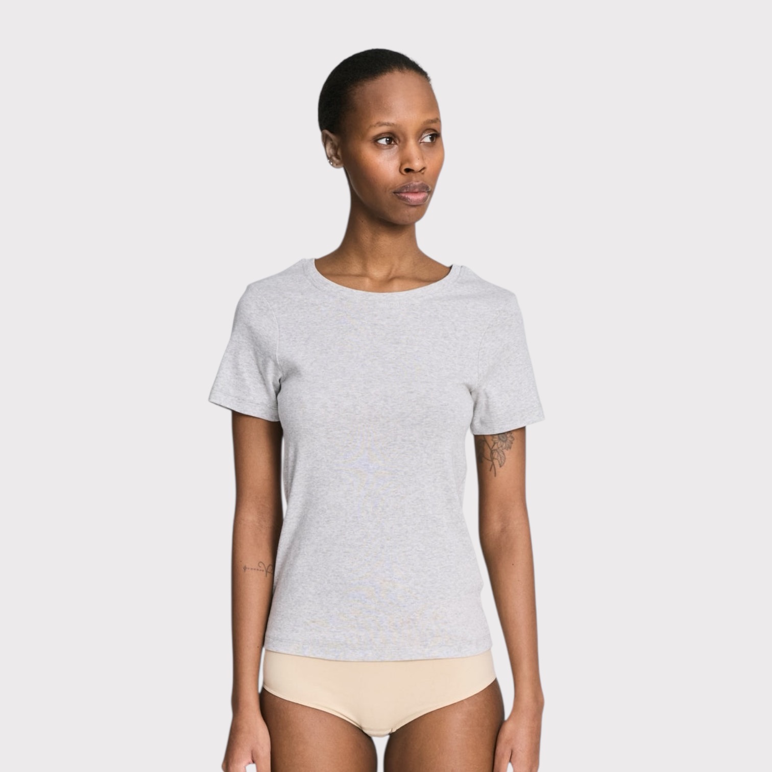 Gai - Lisva Trille Cotton Top Rib Tee Grey Mlg