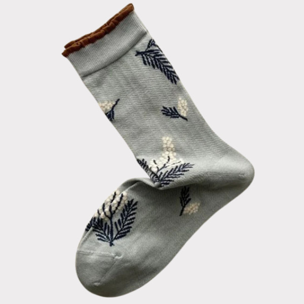 Plissé Copenhagen Derris Sock Grå Med Blomster