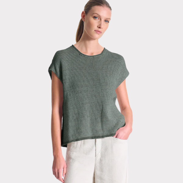 Transit Rope Knit Top Green