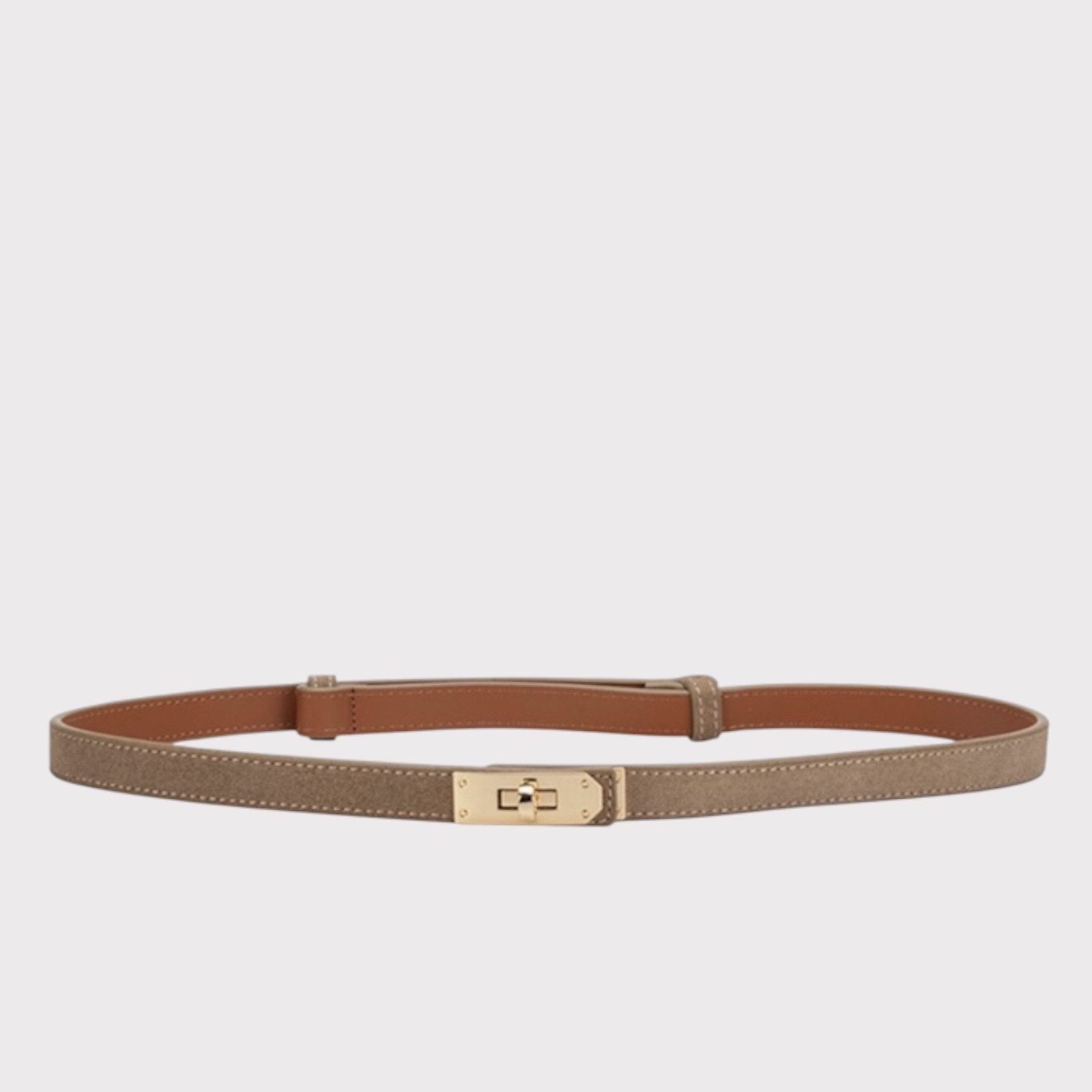Plissé Copenhagen River Suede Belt Beige