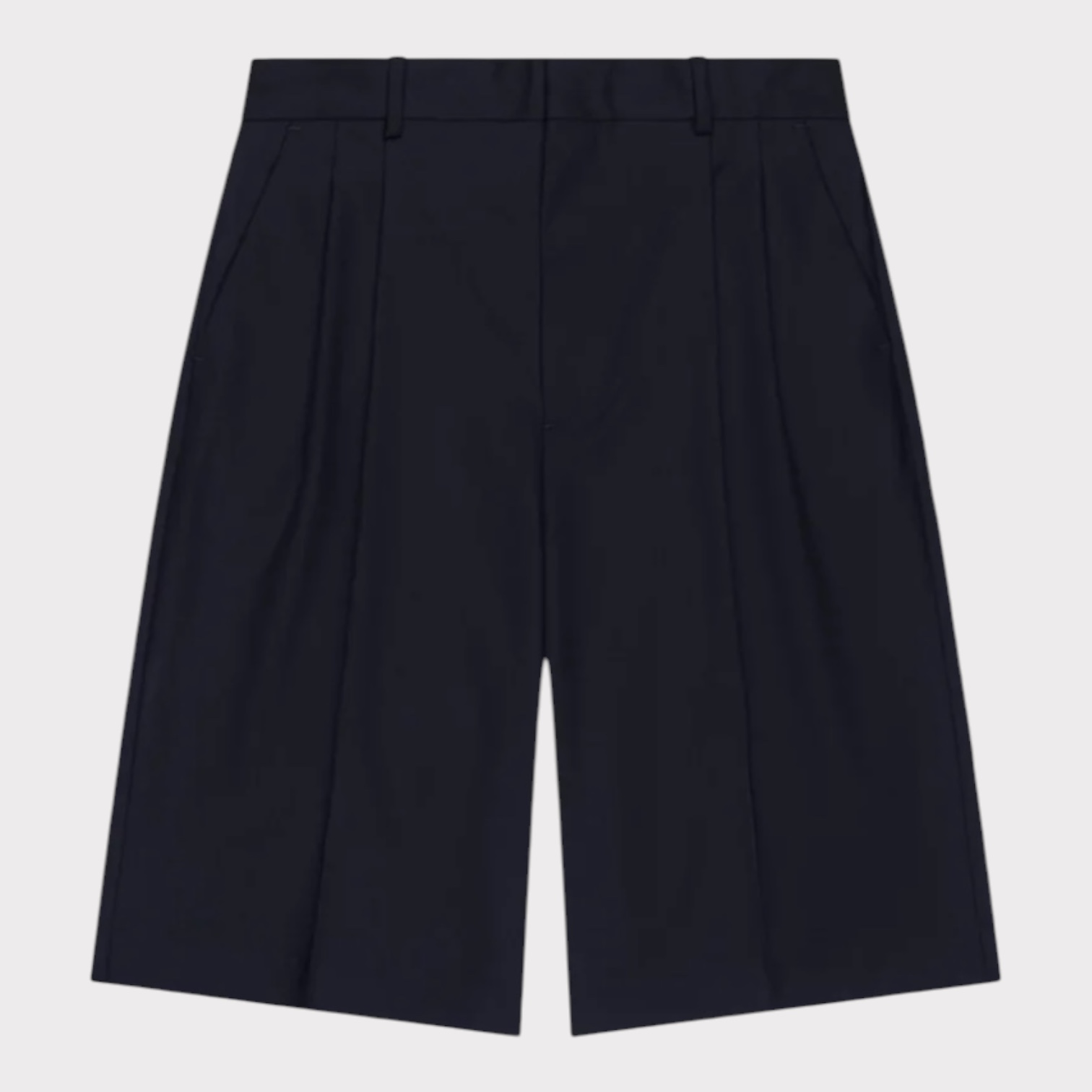 From HERMAN Pleated Shorts Wool Dark Navy