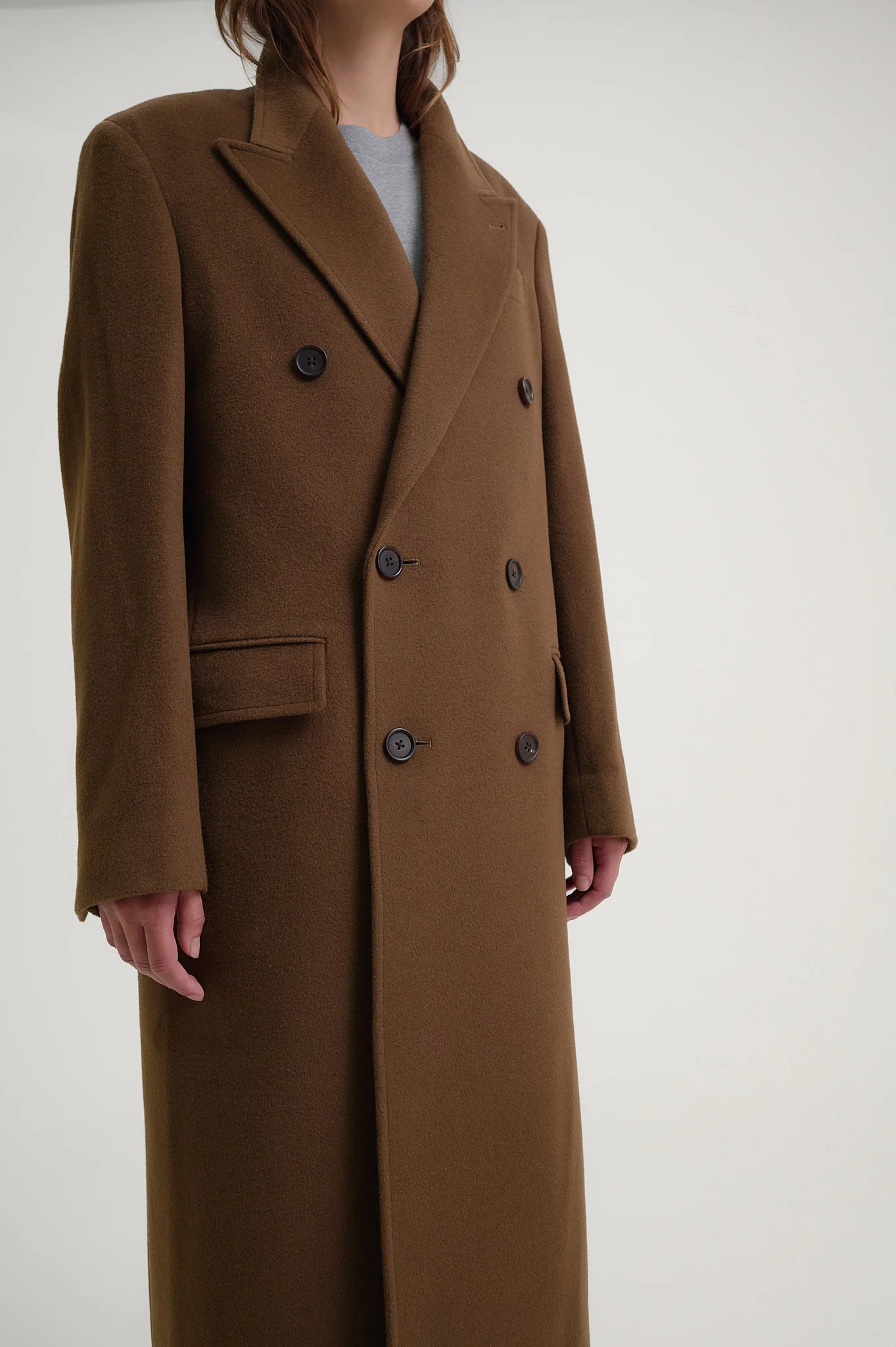 HERMAN Double Breasted Coat Tobacco