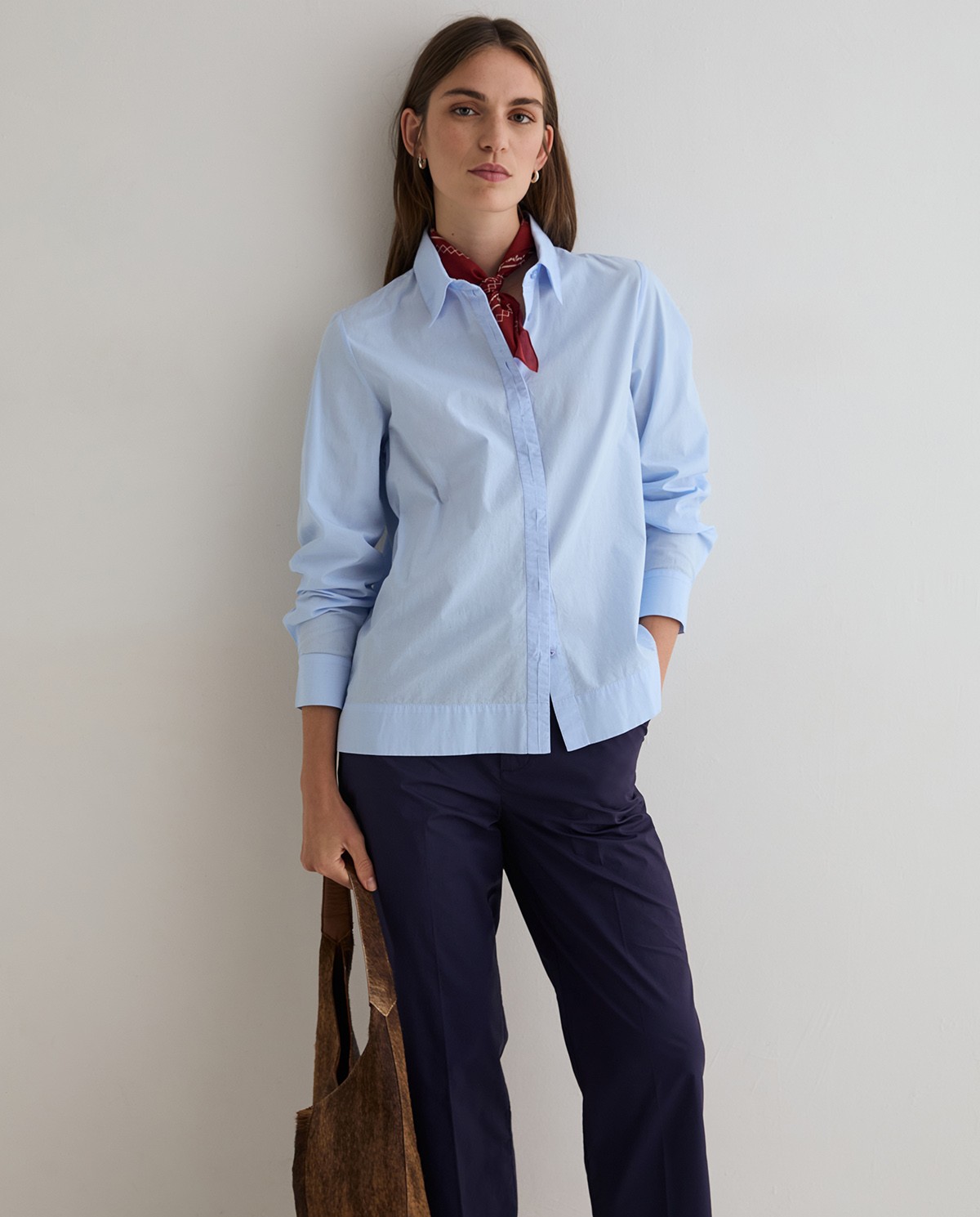 Yerse Regular Fit Poplin Shirt Sky Blue