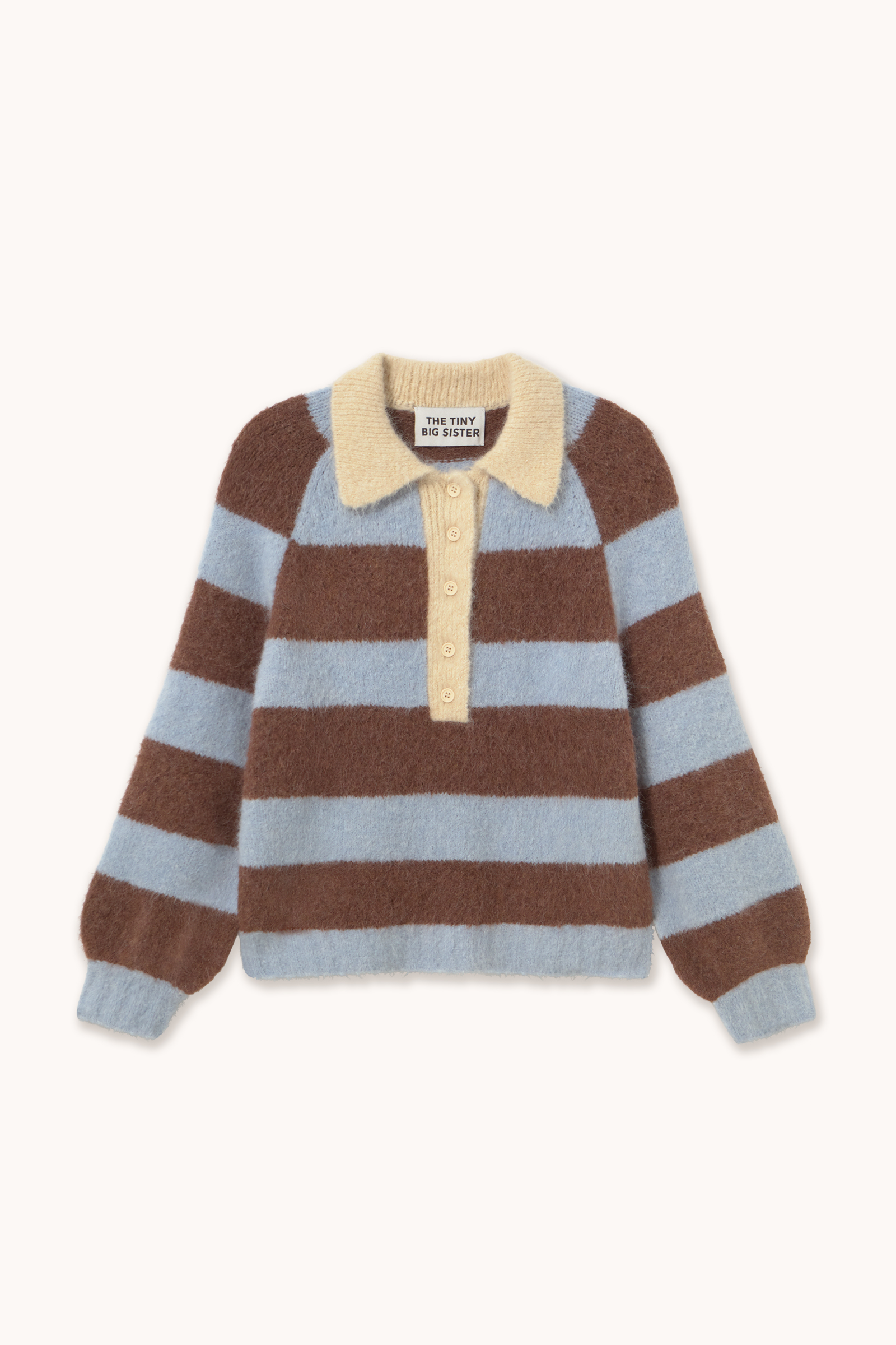 Tinycottons Frank Striped Polo Washed Blue Cacao
