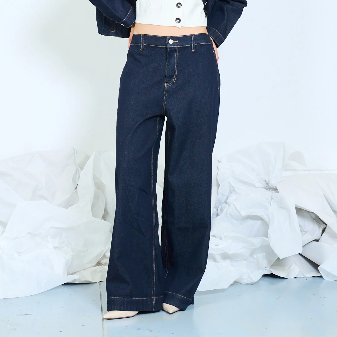 Contrast Stitch Dark Wash Jeans