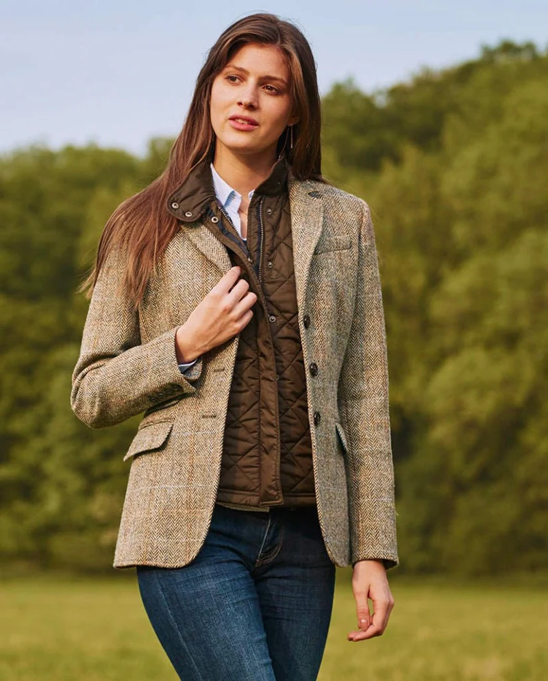 Carola Wool Blazer Sand Herringbone